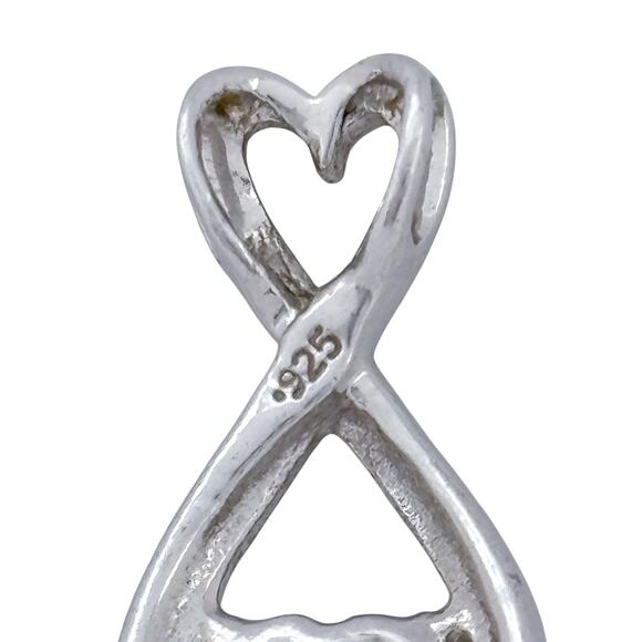 Estate Sterling Silver 925 Peridot Heart Diamond Infinity Pendant - Picture 5 of 9